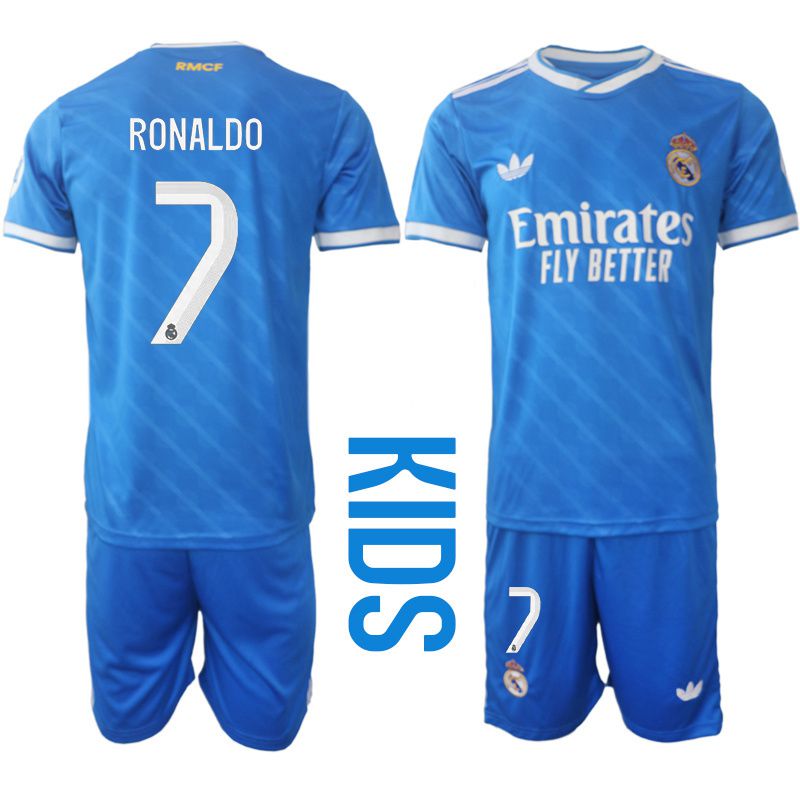 Youth 2025-2026 Club Real Madrid away blue #7 Soccer Jersey->youth soccer jersey->Youth Jersey